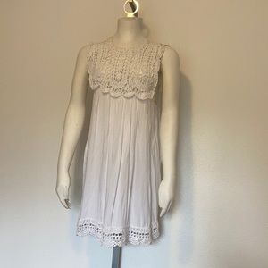 Small white white shift with crochet yolk and back